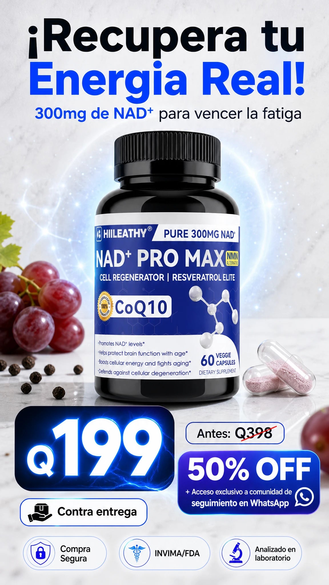 NAD+ PRO MAX Original: Esculpe tu Cuerpo, Levanta tu Firmeza y Elimina la Fatiga Crónica en 30 Días.