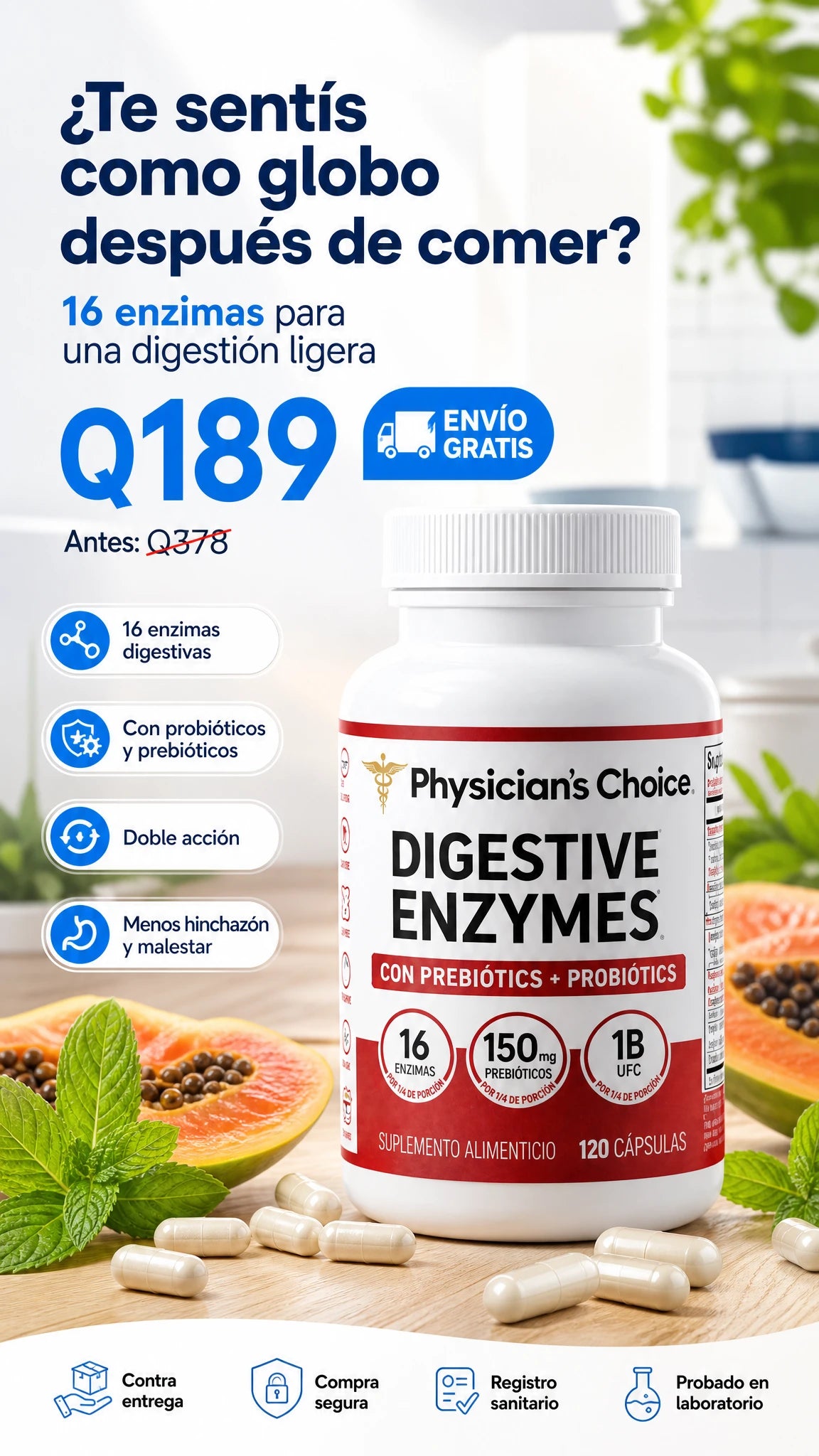 Enzimas Digestivas Plus® [Fórmula Avanzada]: Acaba con el Malestar y Aplana tu Abdomen (16 Enzimas, Probióticos y Prebióticos)