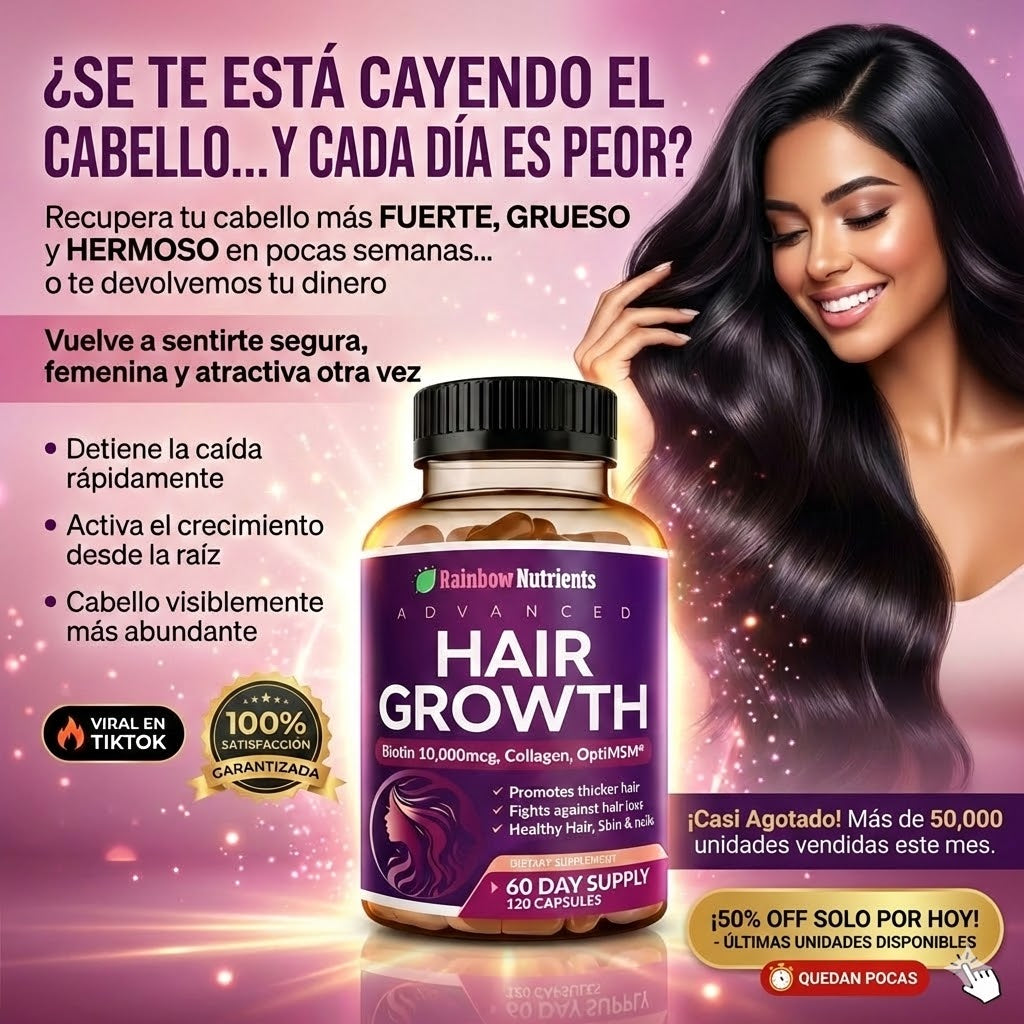 HairGrowth® [120 Capsulas]: Apoya el Crecimiento y Fortalecimiento Capilar (Biotina 10,000 mcg)