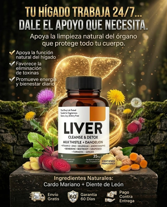 Liver Cleanse & Detox® [70 Cápsulas]: Apoya la Limpieza y Función del Hígado (Cardo Mariano + Diente de León)